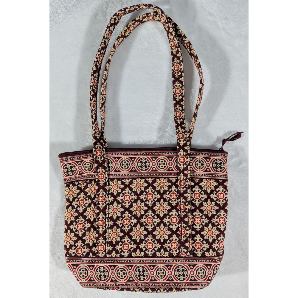 Vera Bradley Villager Burgundy Medallion Quilted Tote Bag - Picture 9 of 16